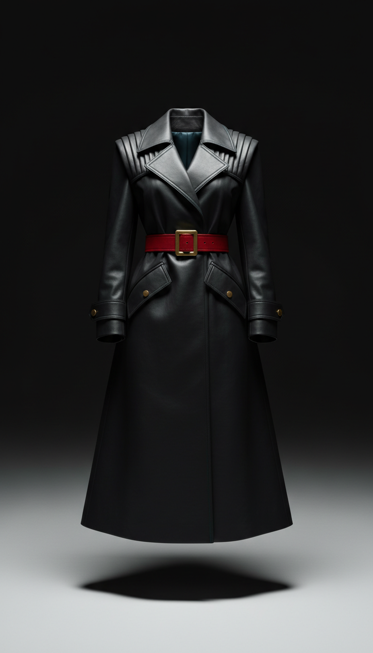 Trench coat de couro vegano estruturado